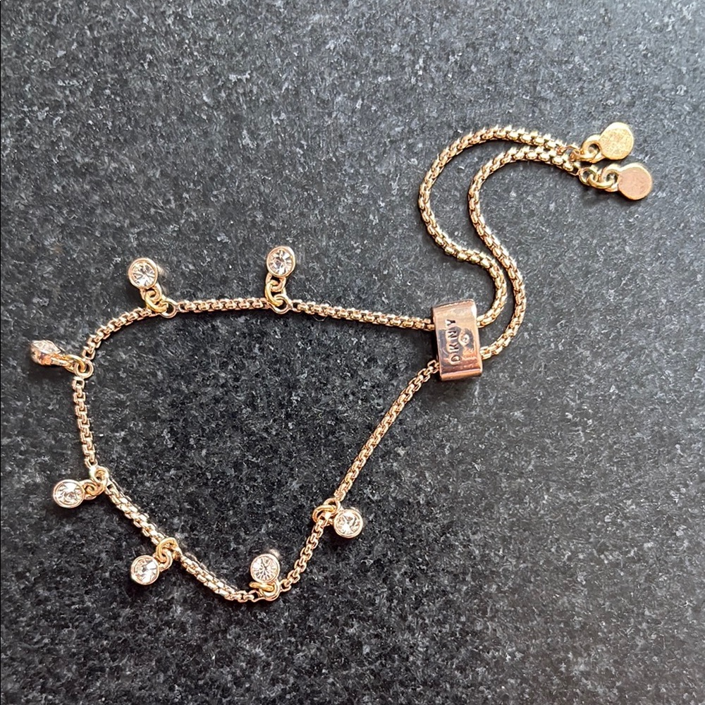 DKNY adjustable rose gold bracelet with CZ accents
